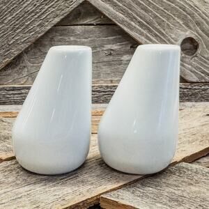 Kahla Elixyr White Porcelain Salt/Pepper Shakers, Chic Asymmetrical Minimalist